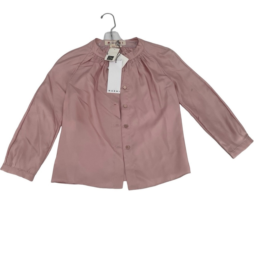 Marni Women's Shirt Crew Neck Antic Rose Silk Twill Size 36